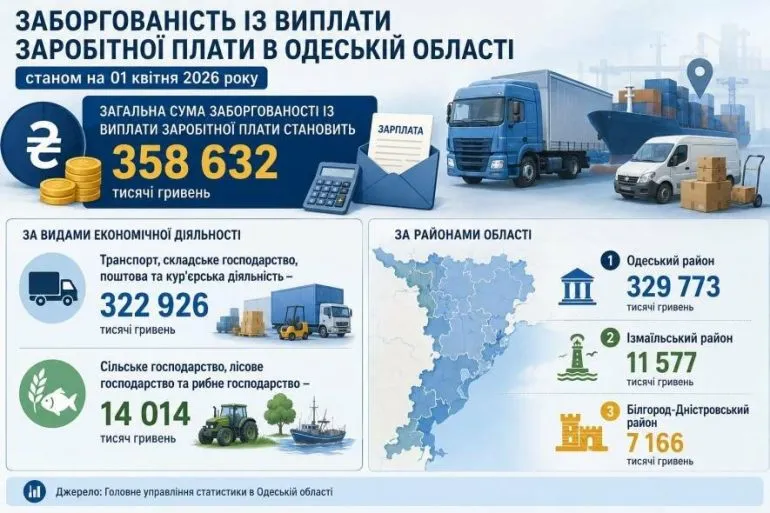 Стало відомо, які галузі та райони на Одещині є найбільшими боржниками по виплаті заробітної плати