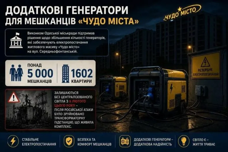 Одеська влада вирішила передати додаткові генератори для мешканців «Чудо міста»